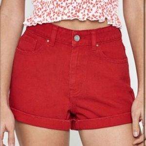 Pacsun red mom jean shorts